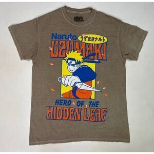 Naruto Shippuden Hero Hidden Leaf Anime Graphic T-shirt Men Medium Brown